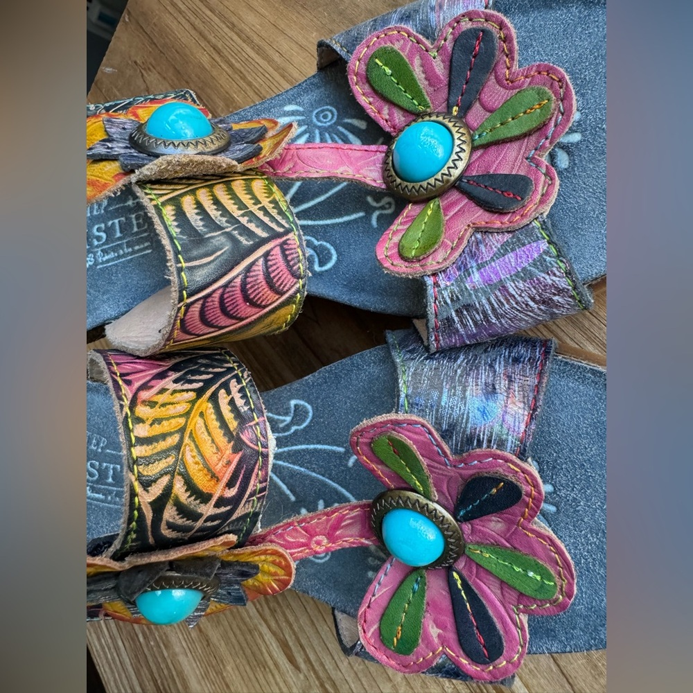 L’ARTISTE Leather Rossie Sandals 38 - Picture 5 of 11